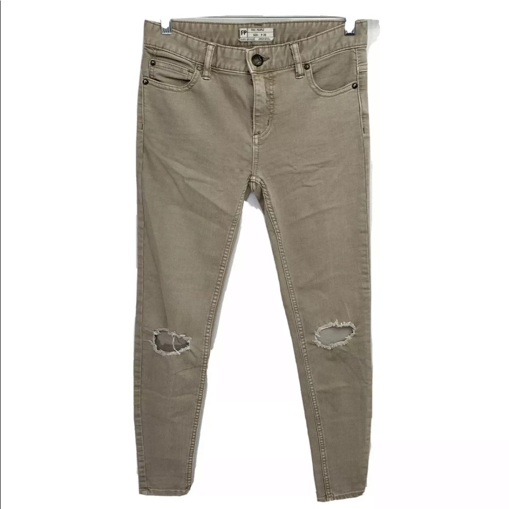 Free People Moss 61855 Tan Skinny Jeans sz 25W